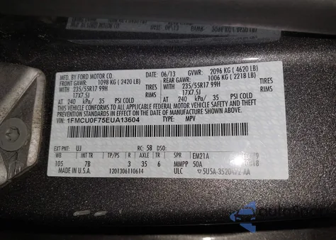 2014 Ford Escape S from USA, damaged, VIN 1FMCU0F75EUA13604